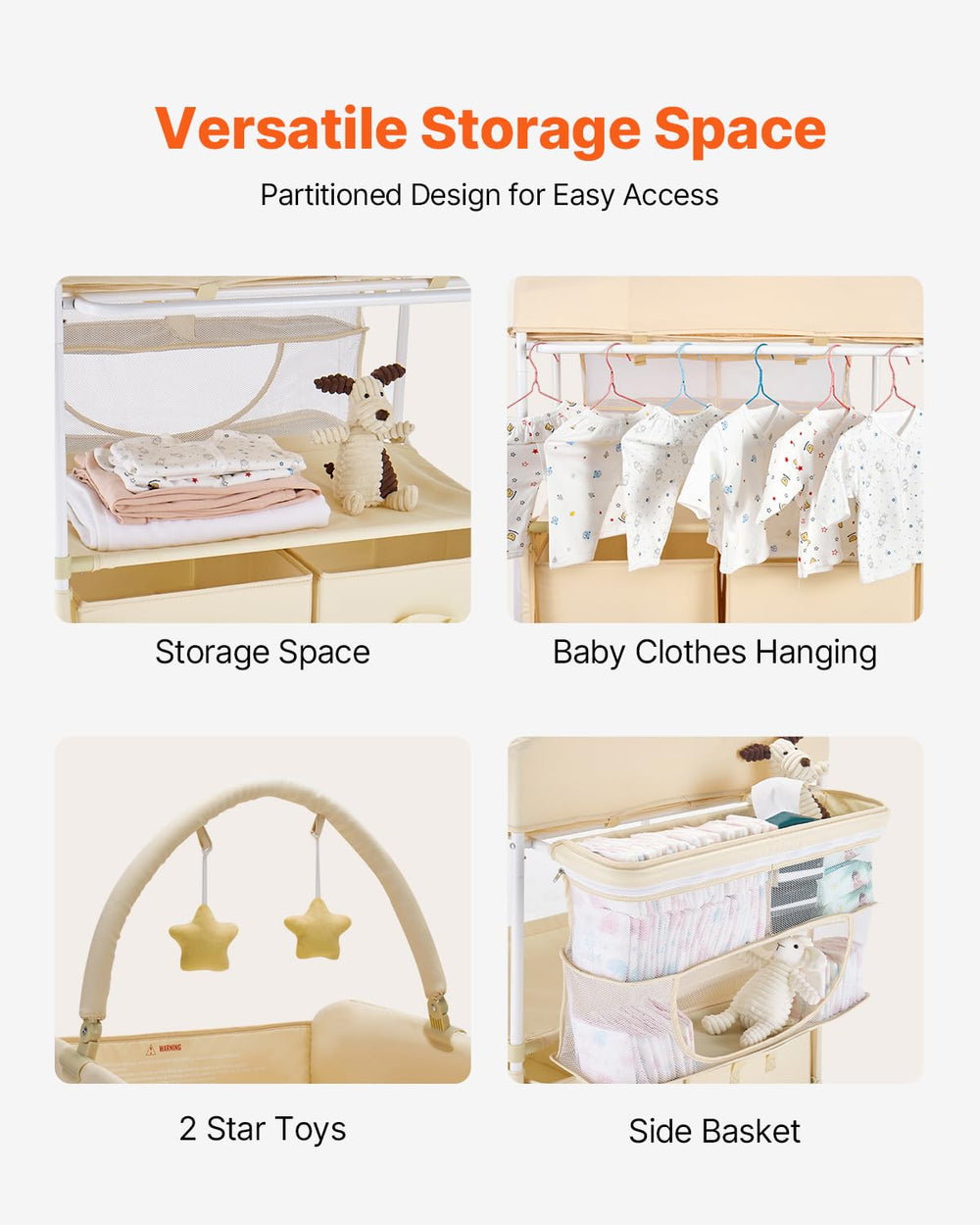 VEVOR changing table with two fabric drawers for organized essentials