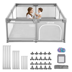 VEVOR Baby Playpen exterior dimensions showing ample space for safe supervision