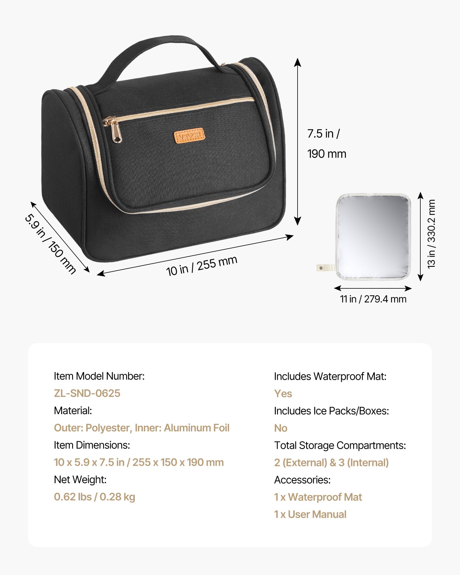 VEVOR bag extra pockets keep phones and keys handy