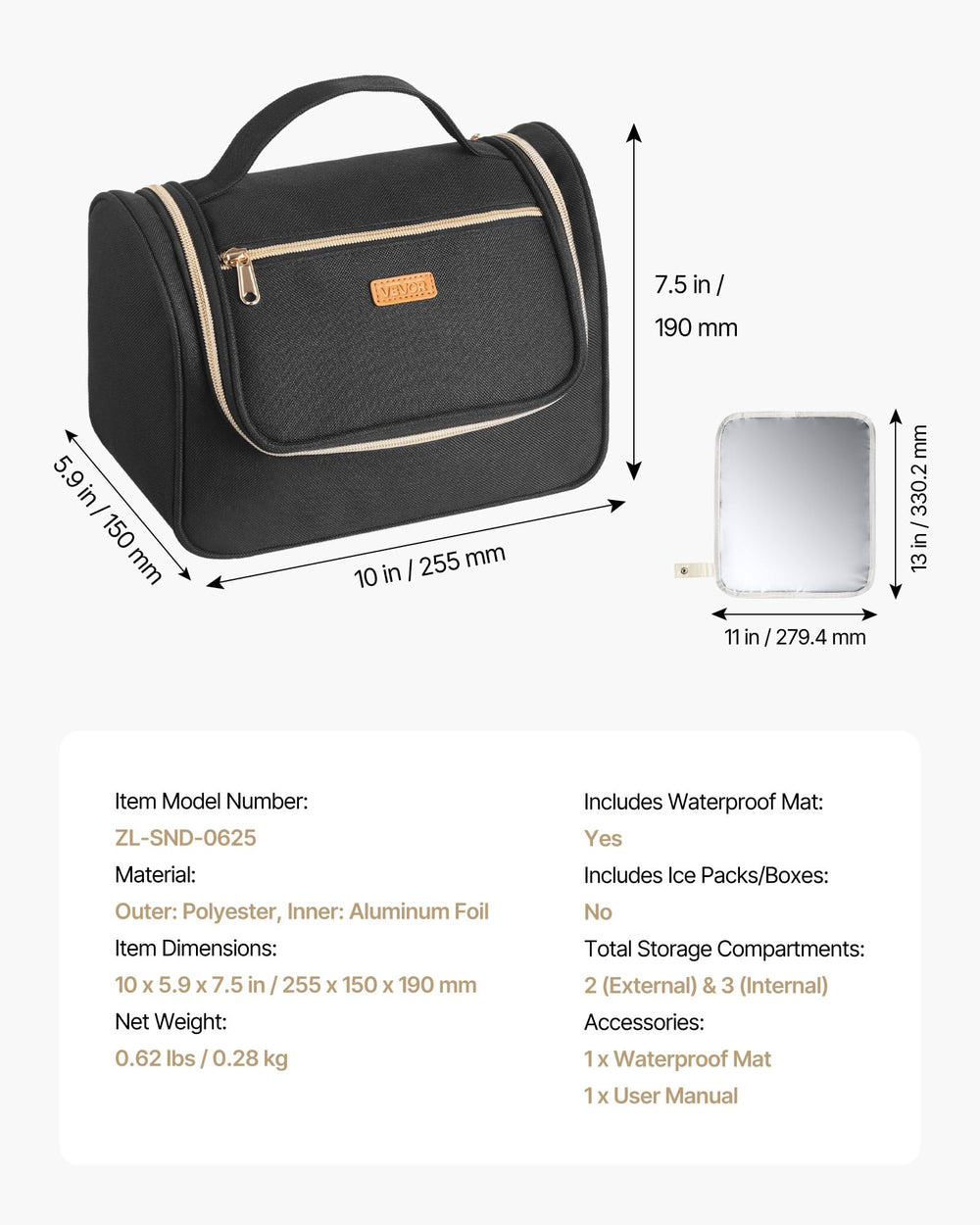 VEVOR bag extra pockets keep phones and keys handy
