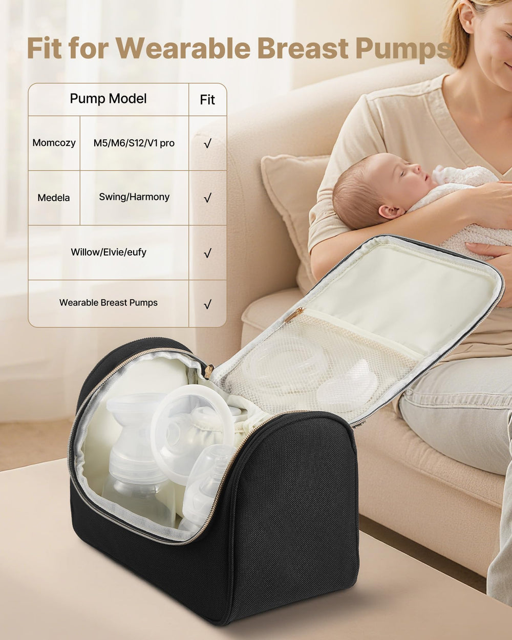 VEVOR breast pump bag with insulated mat keeps milk fresh during outings