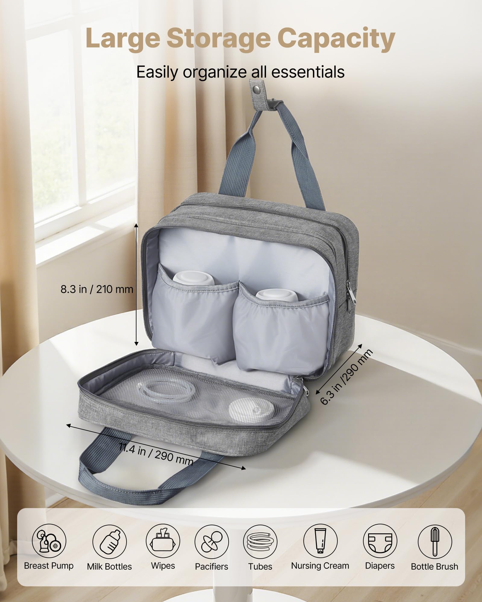 VEVOR bag bottle storage section with space for three bottles