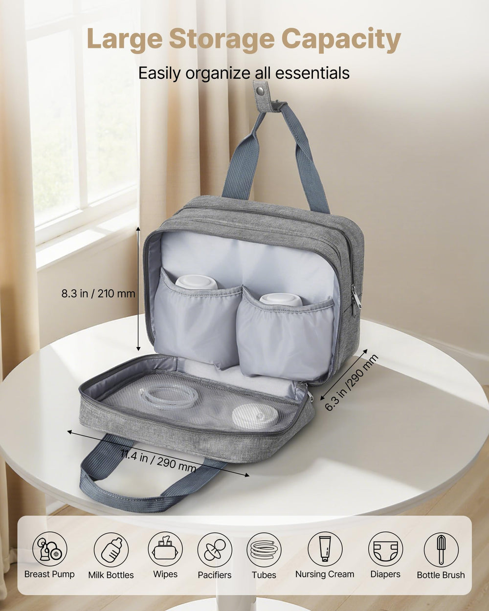 VEVOR bag bottle storage section with space for three bottles