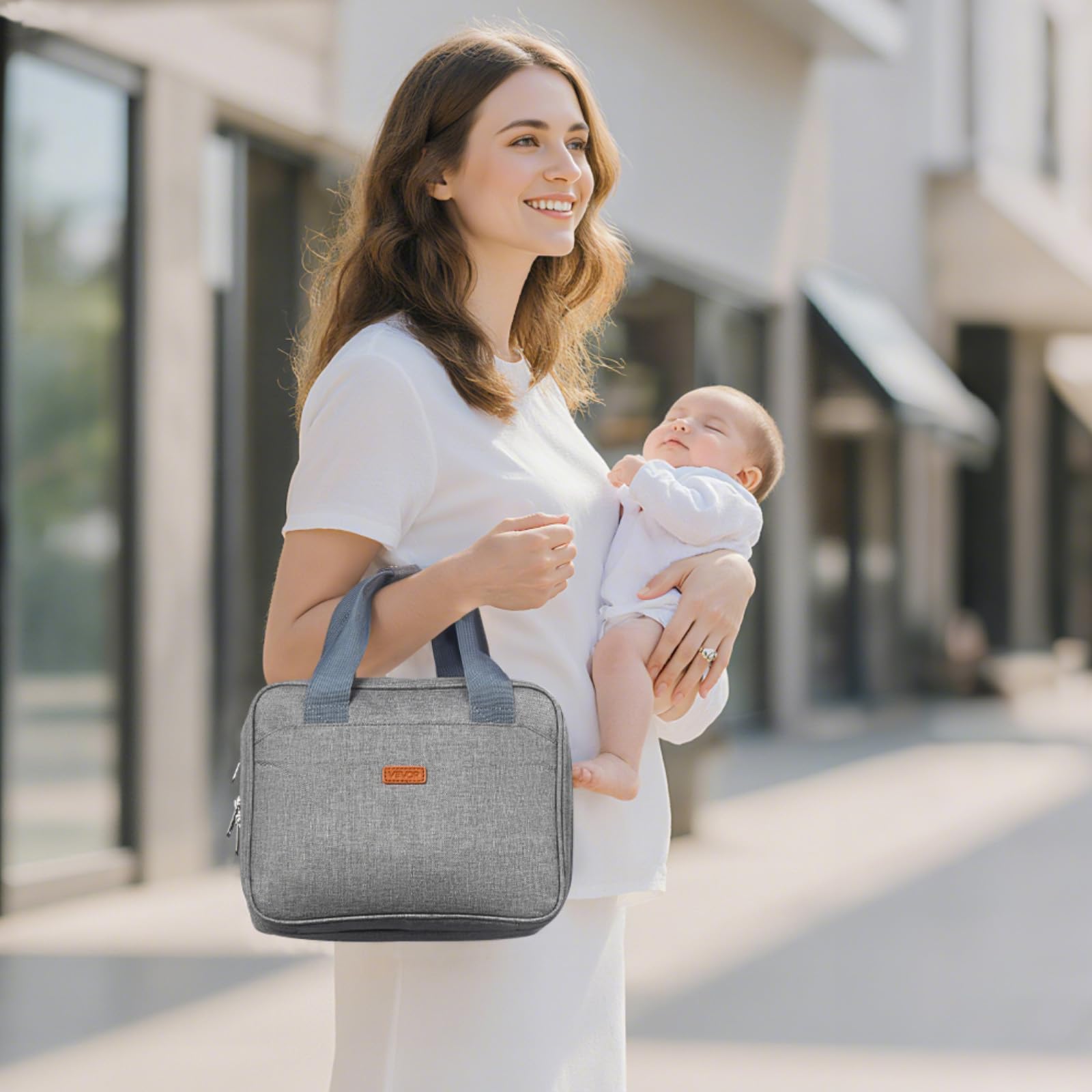 Mesh pockets inside VEVOR bag for wipes and creams