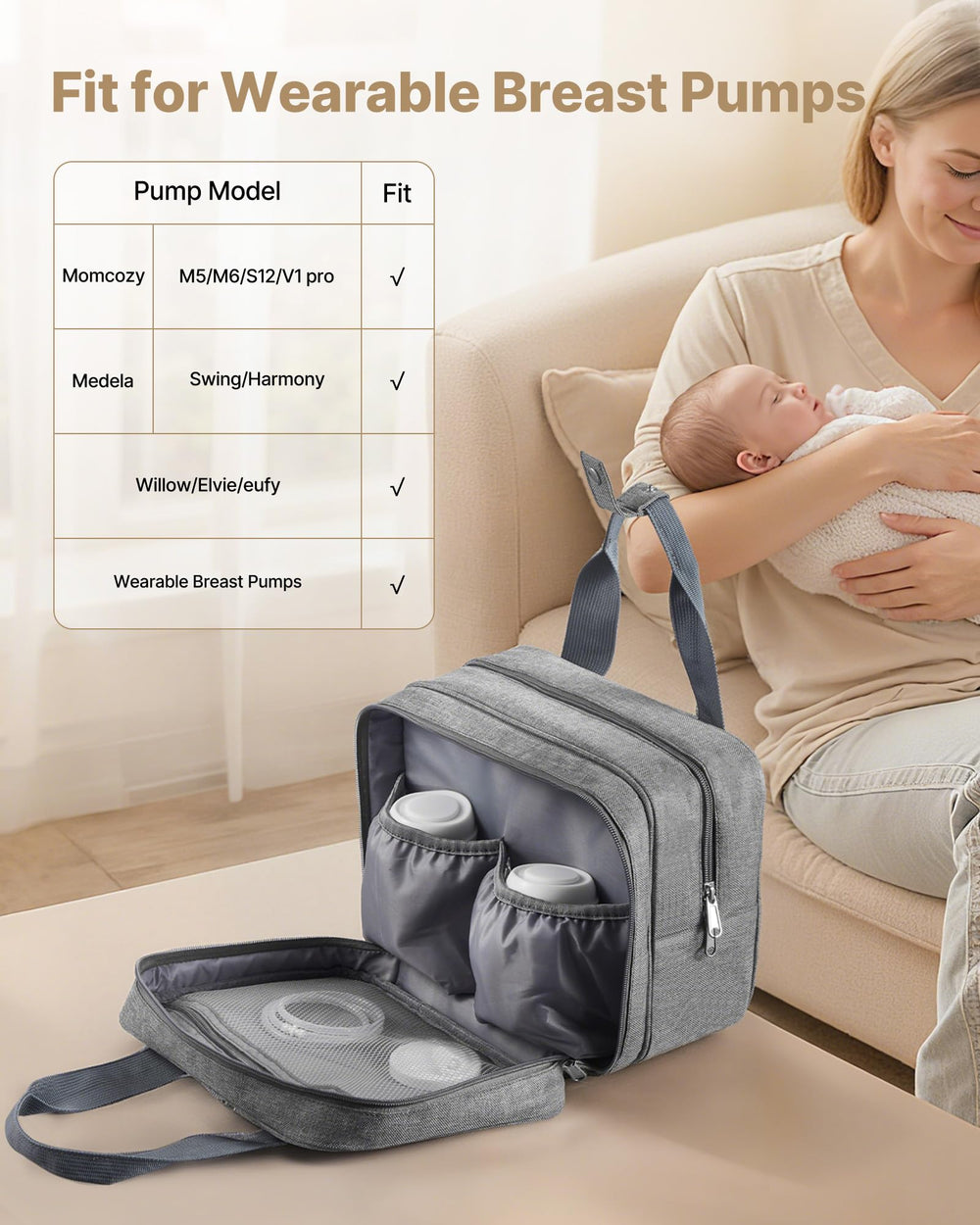 Close-up of side pocket on VEVOR bag for pumping accessories