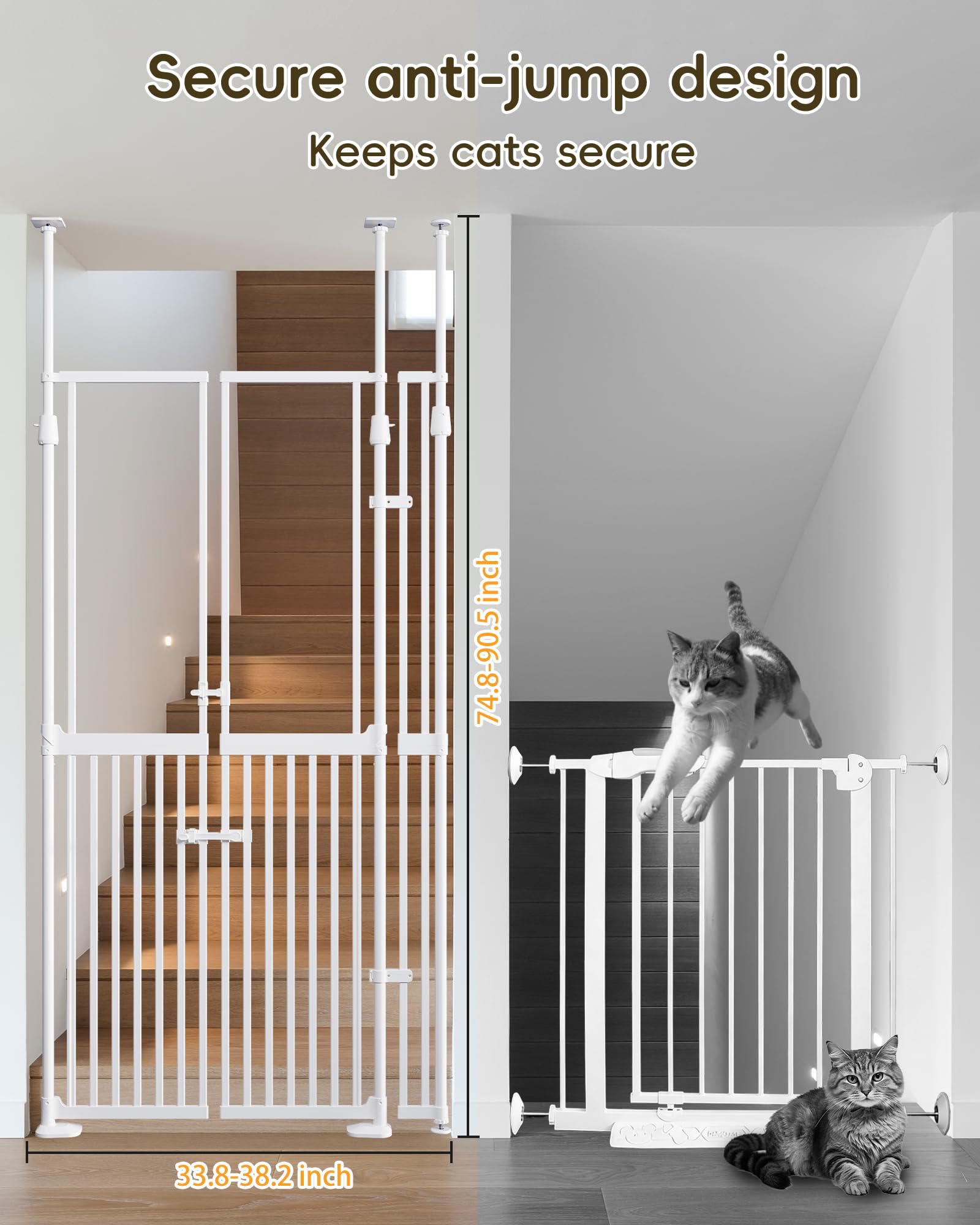 VEYUMILY auto-close dual doors keep pets contained while you pass