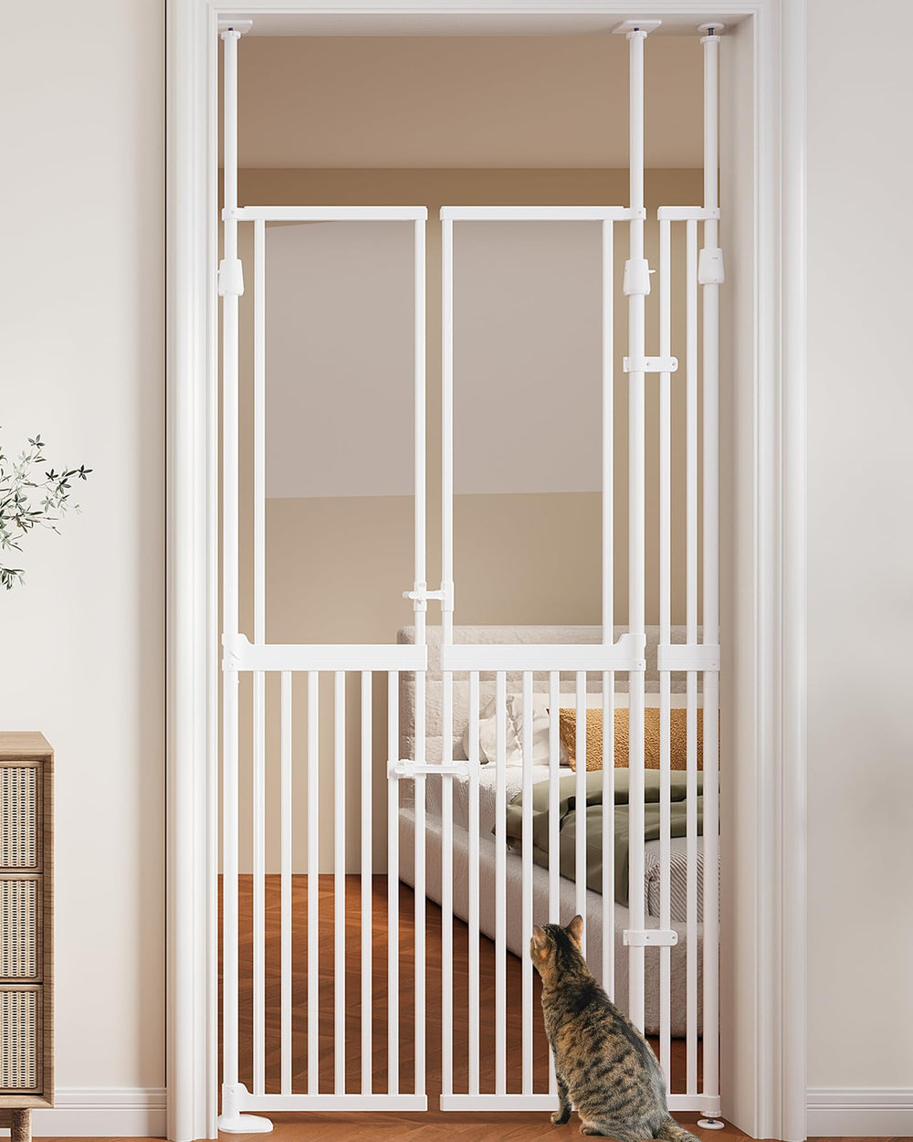 VEYUMILY cat gate clear view panel at doorway for easy pet monitoring
