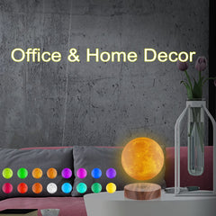 VGAzer Levitating Moon Lamp wireless power keeps cables out of sight for sleek decor.