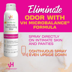 vH essentials Feminine Mist applied to skin for quick odor neutralization