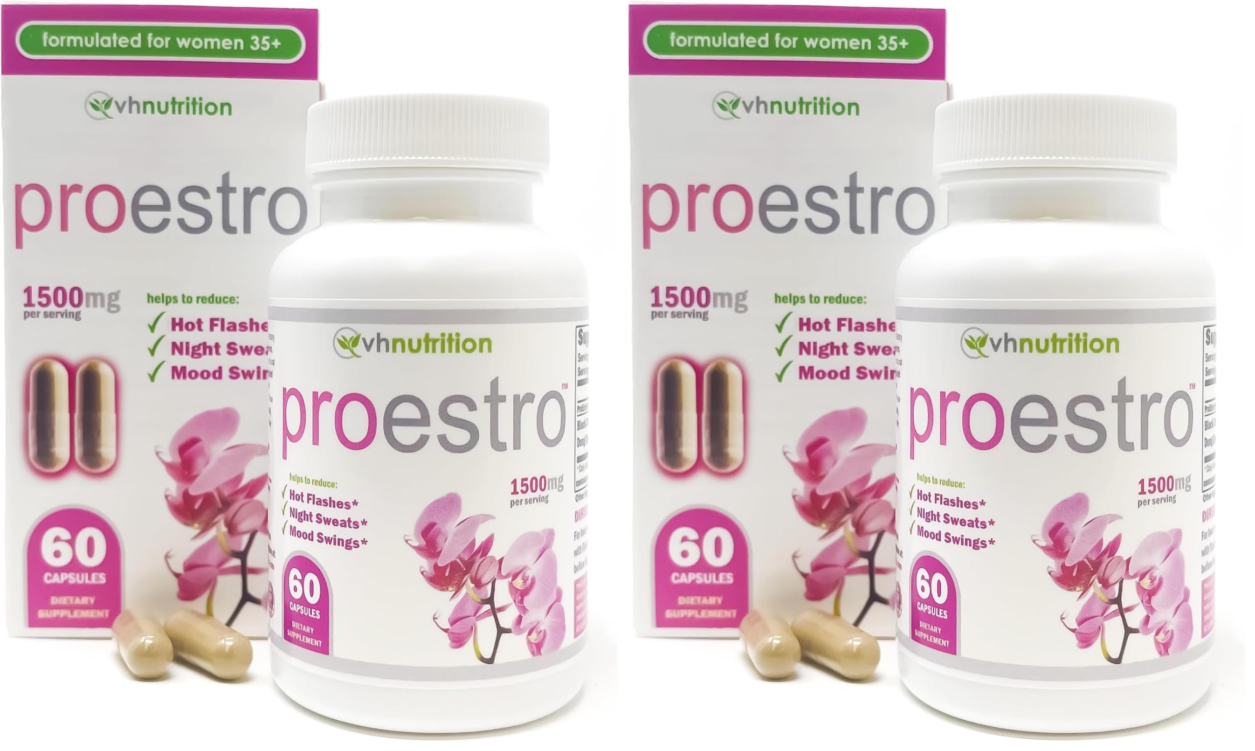 VH Nutrition PROESTRO capsules bottle front showing estrogen support for daily balance