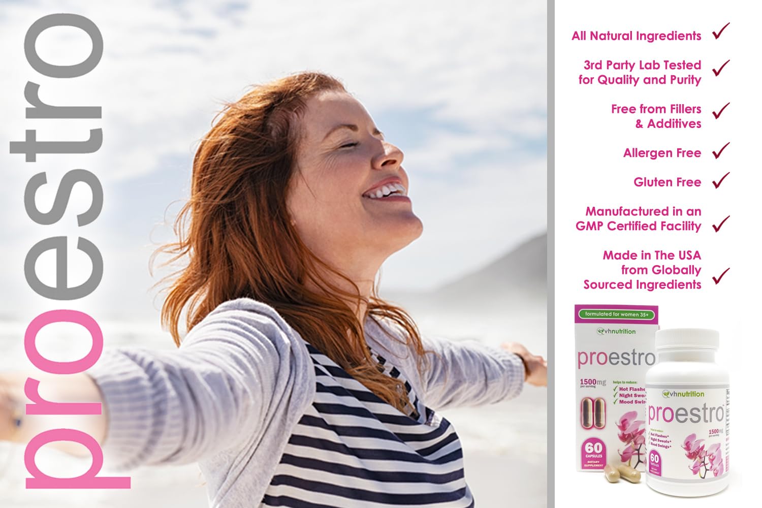 PROESTRO ingredient blend includes Black Cohosh, Shatavari, and Vitex
