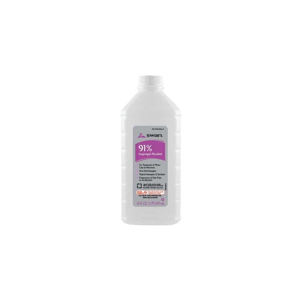 Vi-Jon 91% rubbing alcohol bottle pour for quick surface sanitizing and minor wound care.