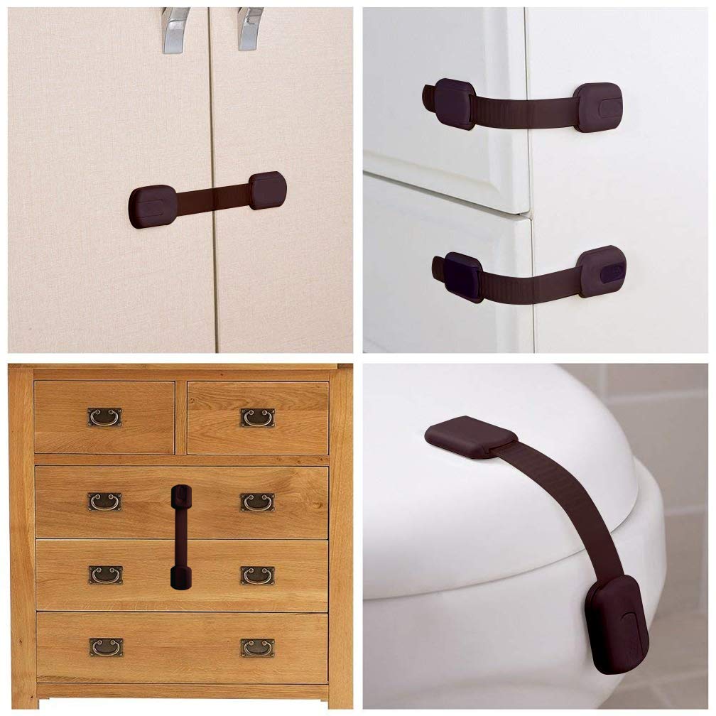 Viaky durable brown cabinet lock providing long-lasting home safety.