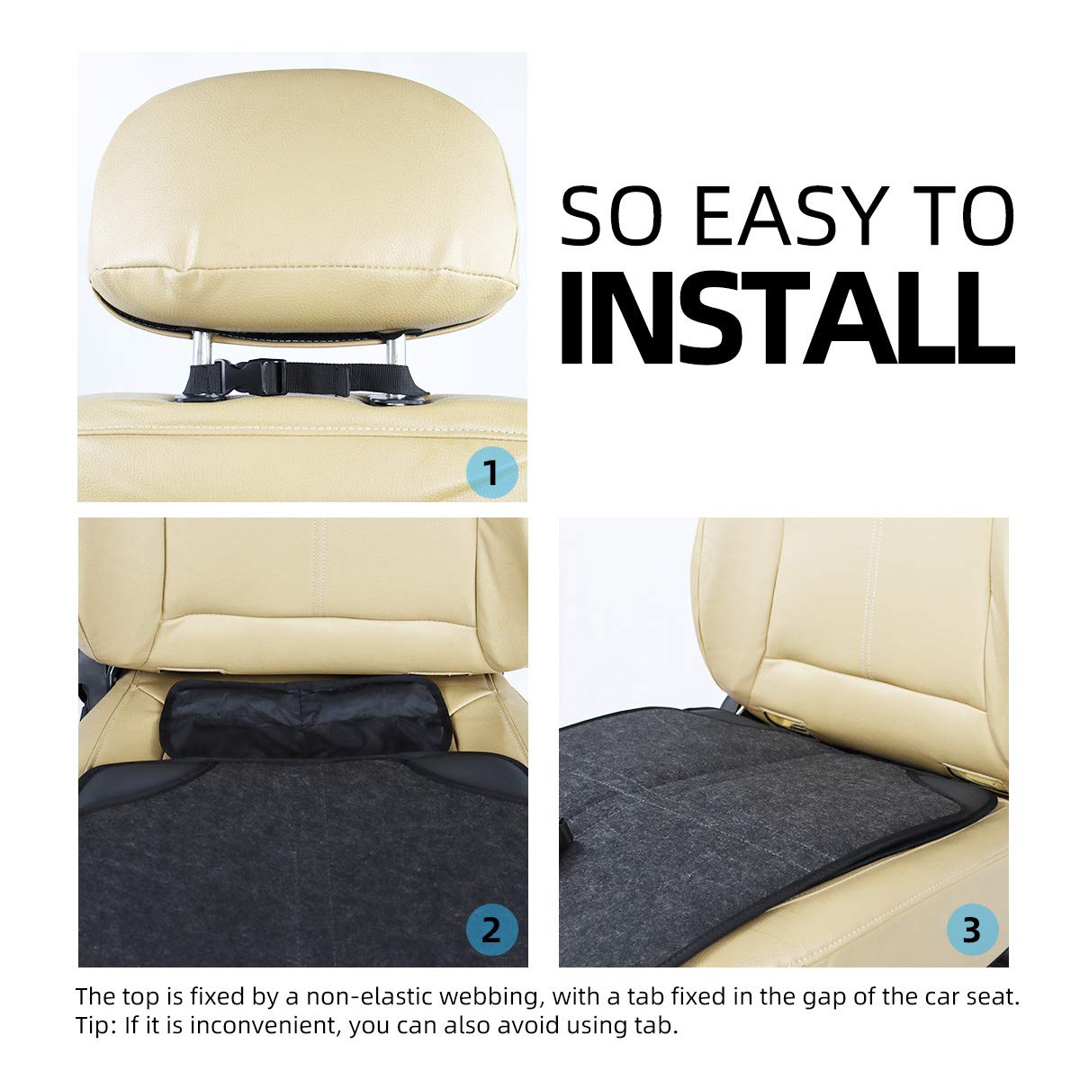 Viaviat universal-fit seat protector designed for most cars with headrests.