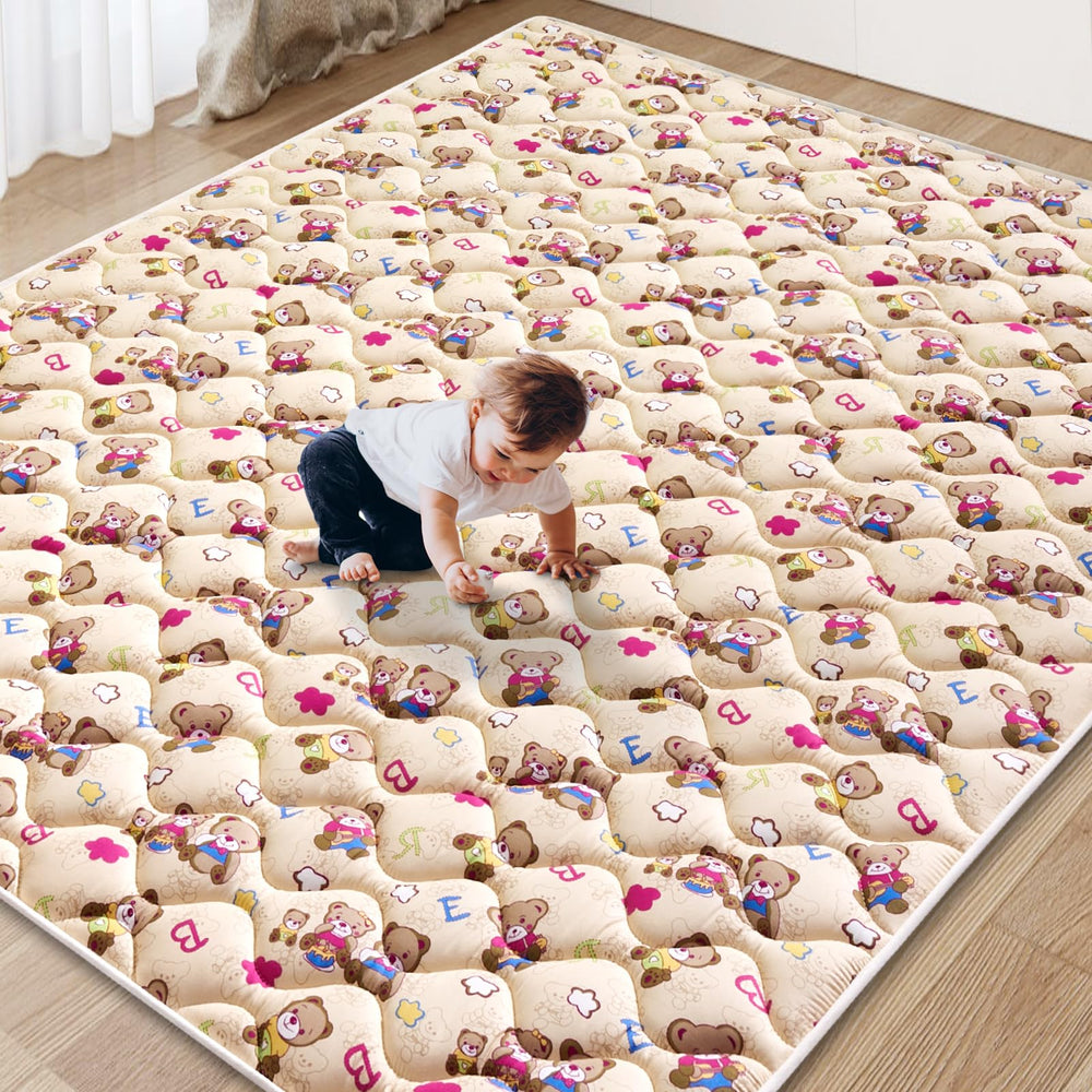Vibe Bear baby play mat close-up of thick foam providing cushioned playtime
