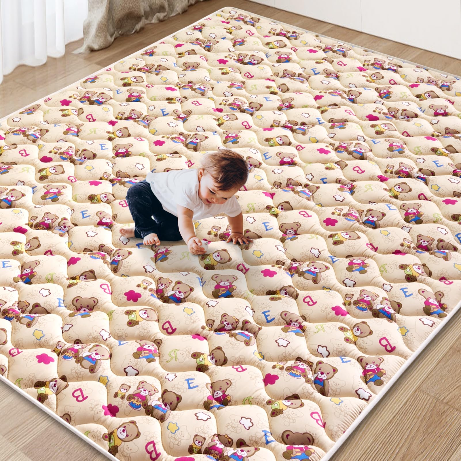 Vibe bear baby play mat with thick foam for extra cushioning during playtime
