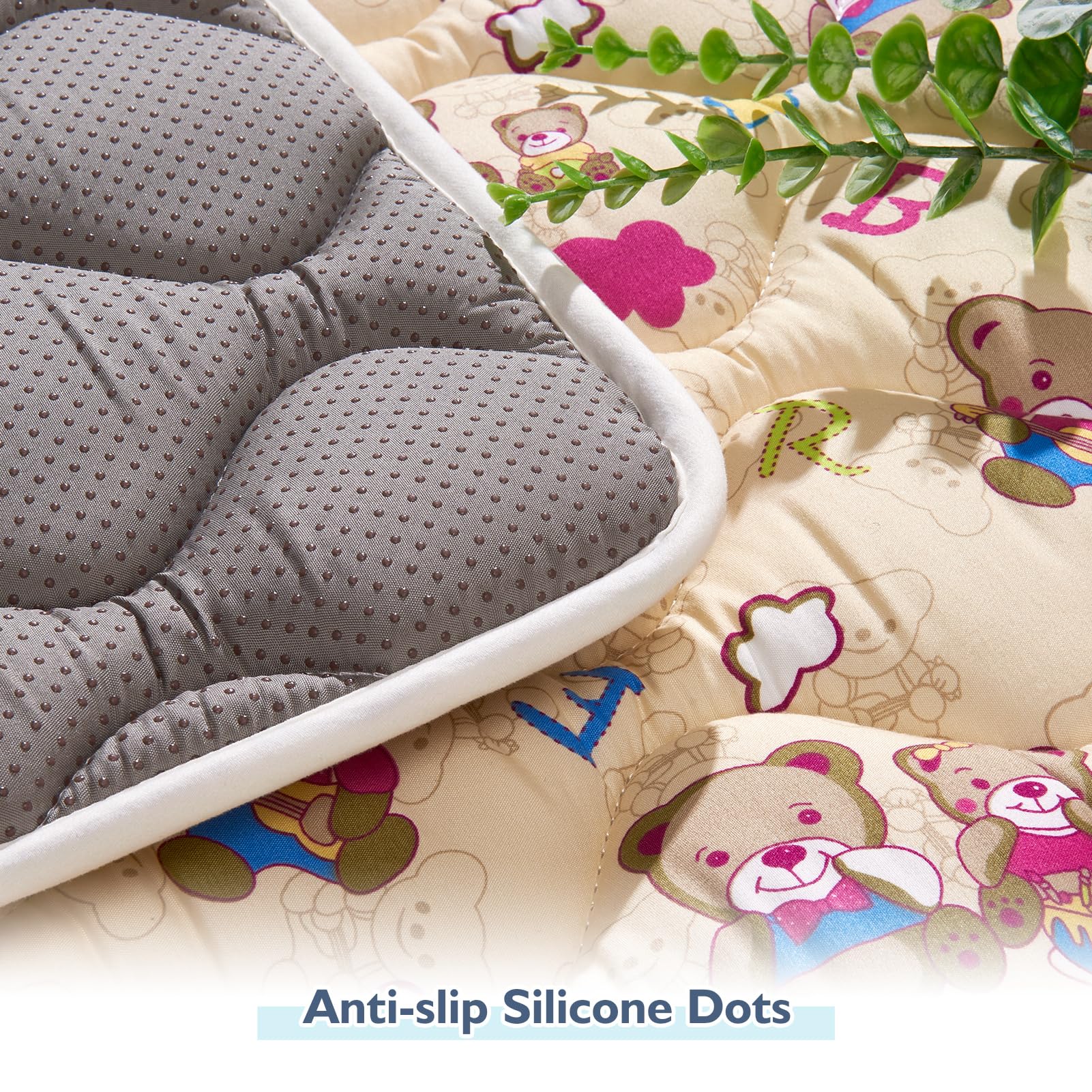 Vibe Bear mat back shows non-slip layer for stable flooring