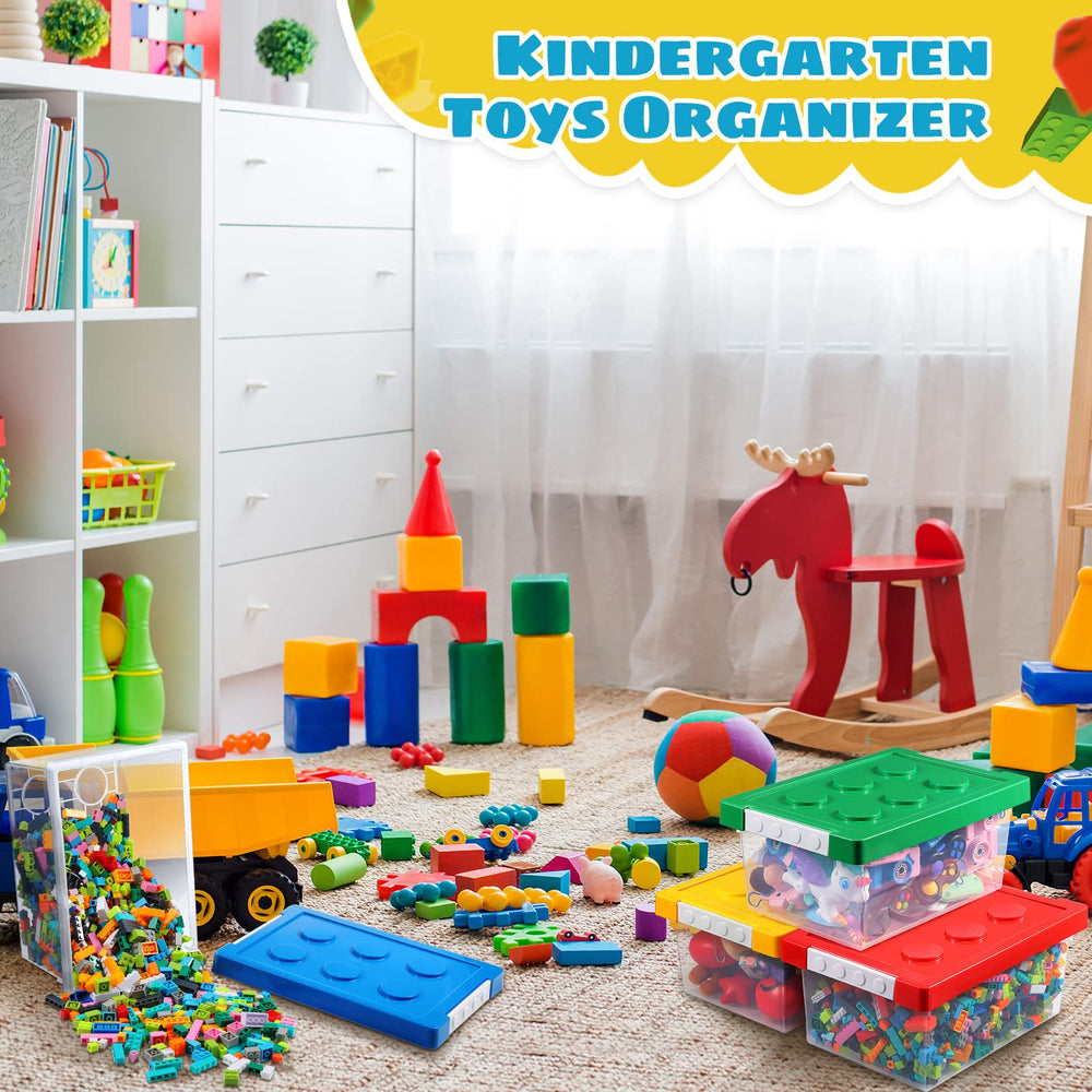 Vicenpal green brick bin with lid saves space in playroom
