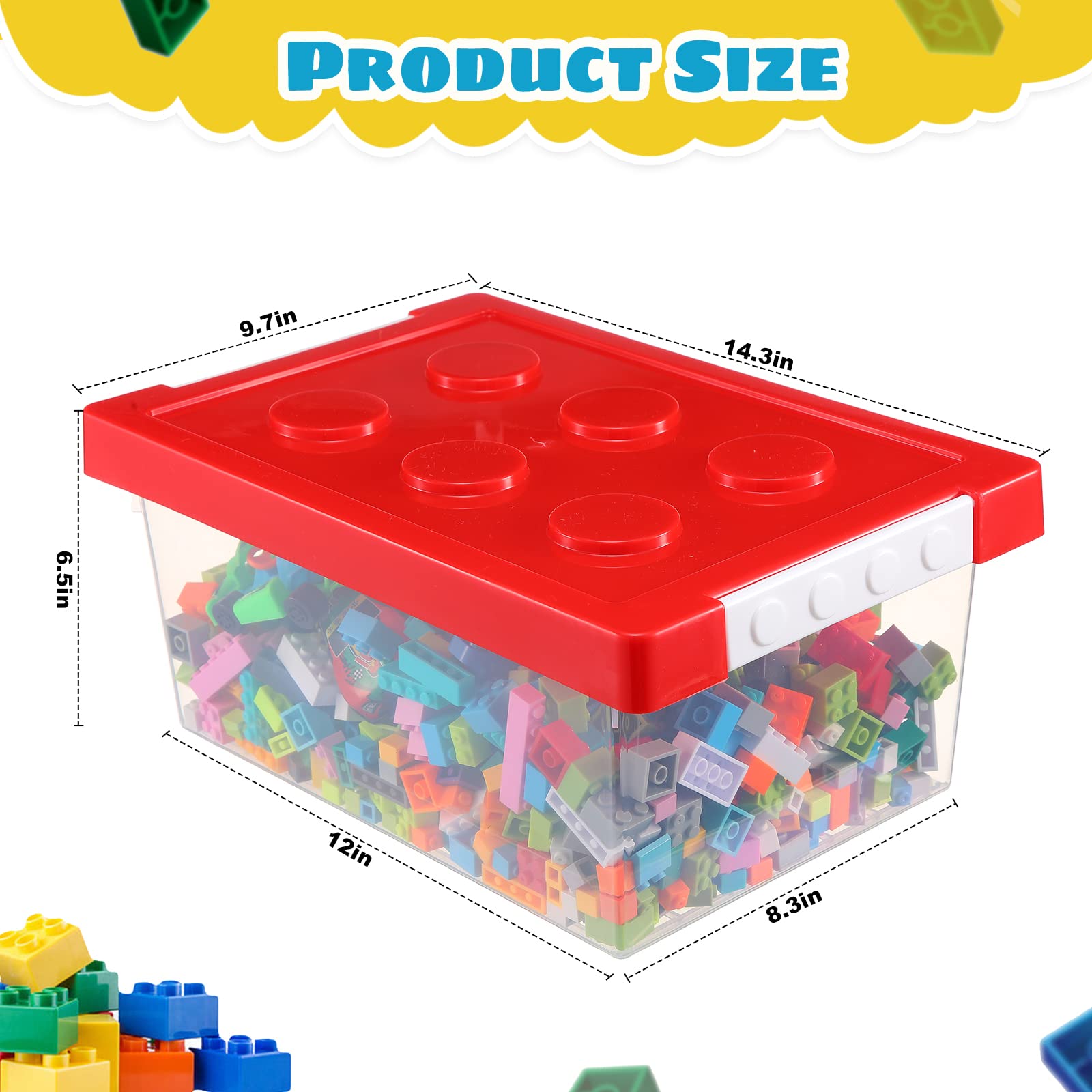 Vicenpal red brick bin with lid ideal for organizing blocks