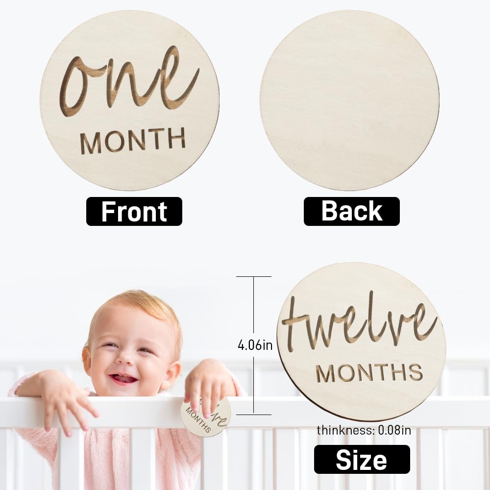 Vichona milestone card for two months, smooth wood for safe handling.