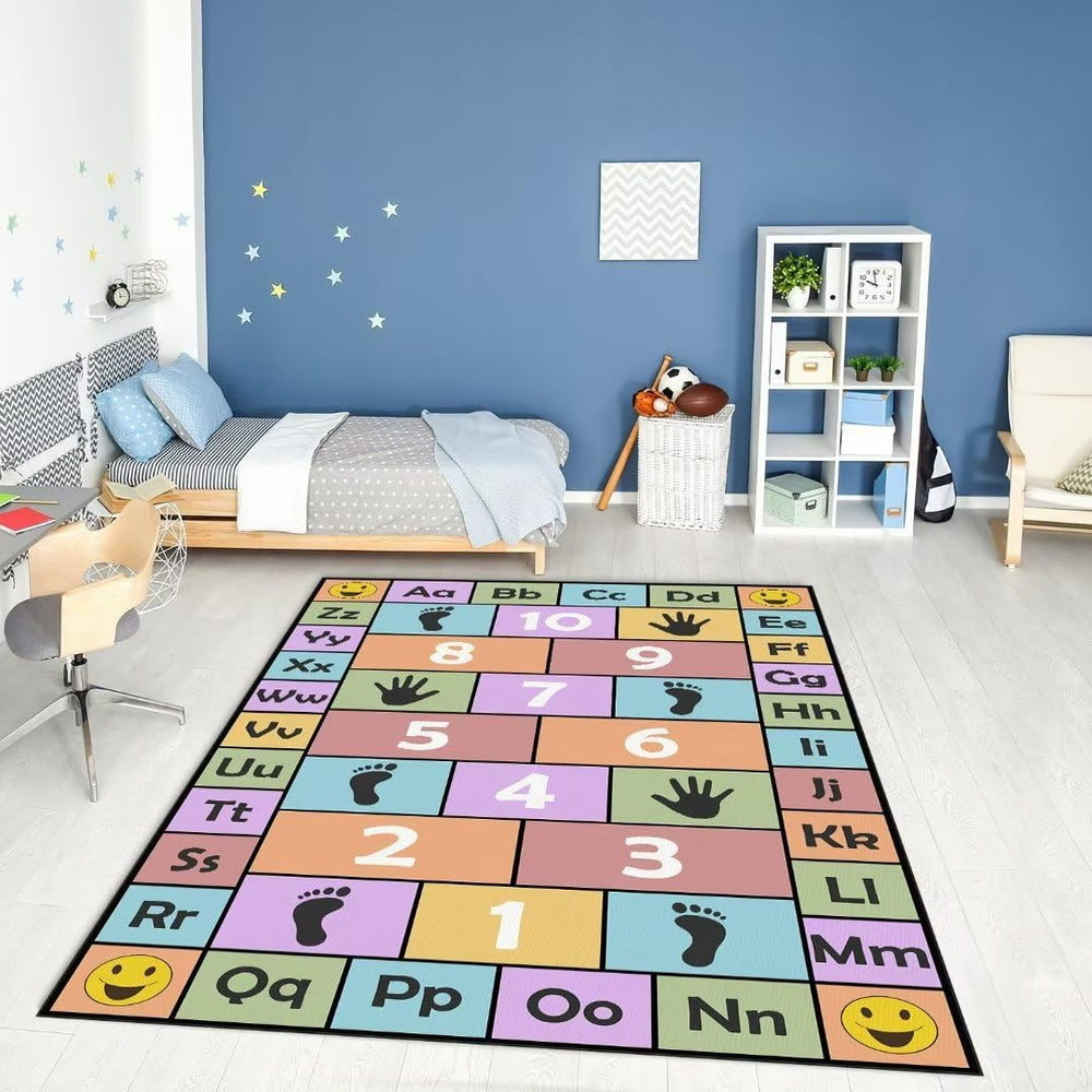 VICIKOIA ABC alphabet rug in pink supports early literacy through play.