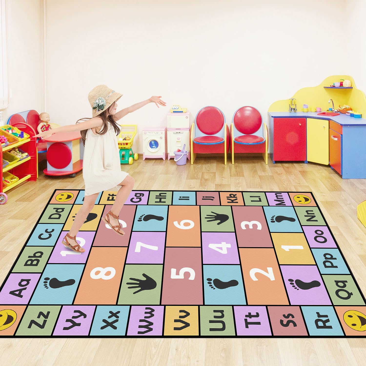 VICIKOIA versatile rug suits both playrooms and classrooms for learning.