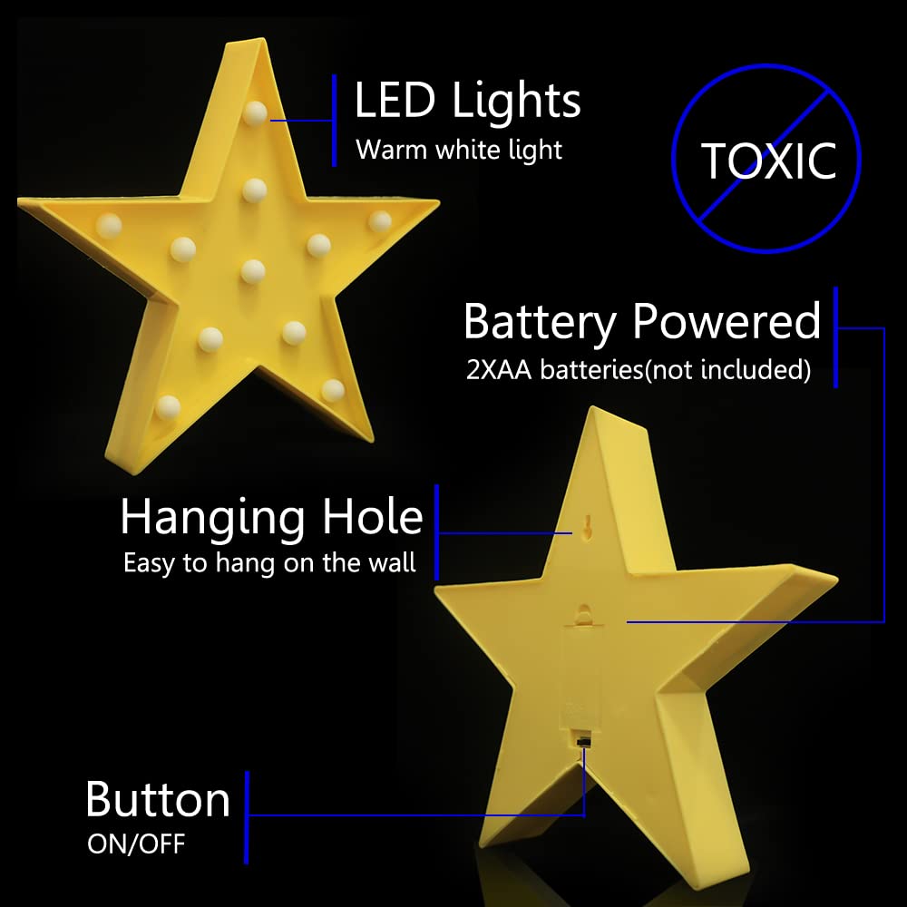 Vicila hanging star night light adds decorative glow to walls.
