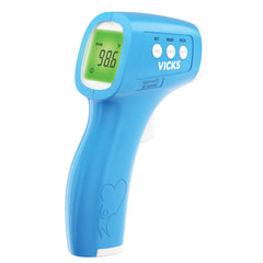 Vicks non-contact thermometer reads forehead quickly for fever checks.