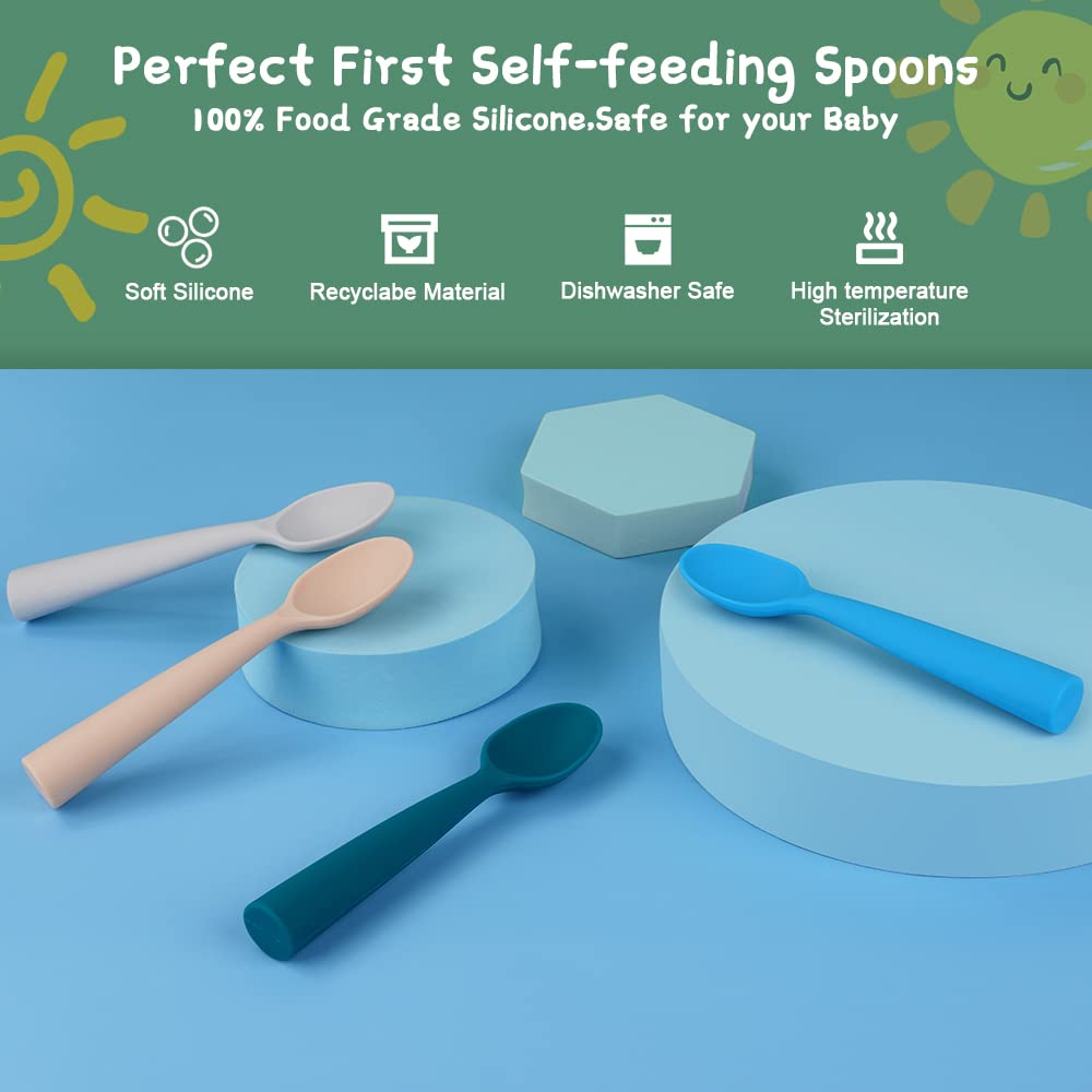 Vicloon ergonomic baby spoons fit small hands for comfortable feeding.