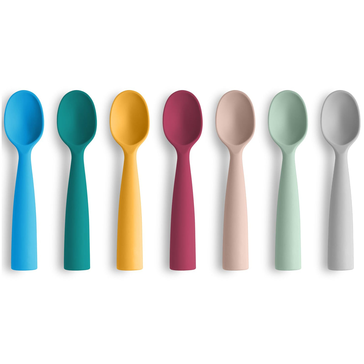 Vicloon first-stage spoon set for babies, promoting self-feeding with soft silicone.