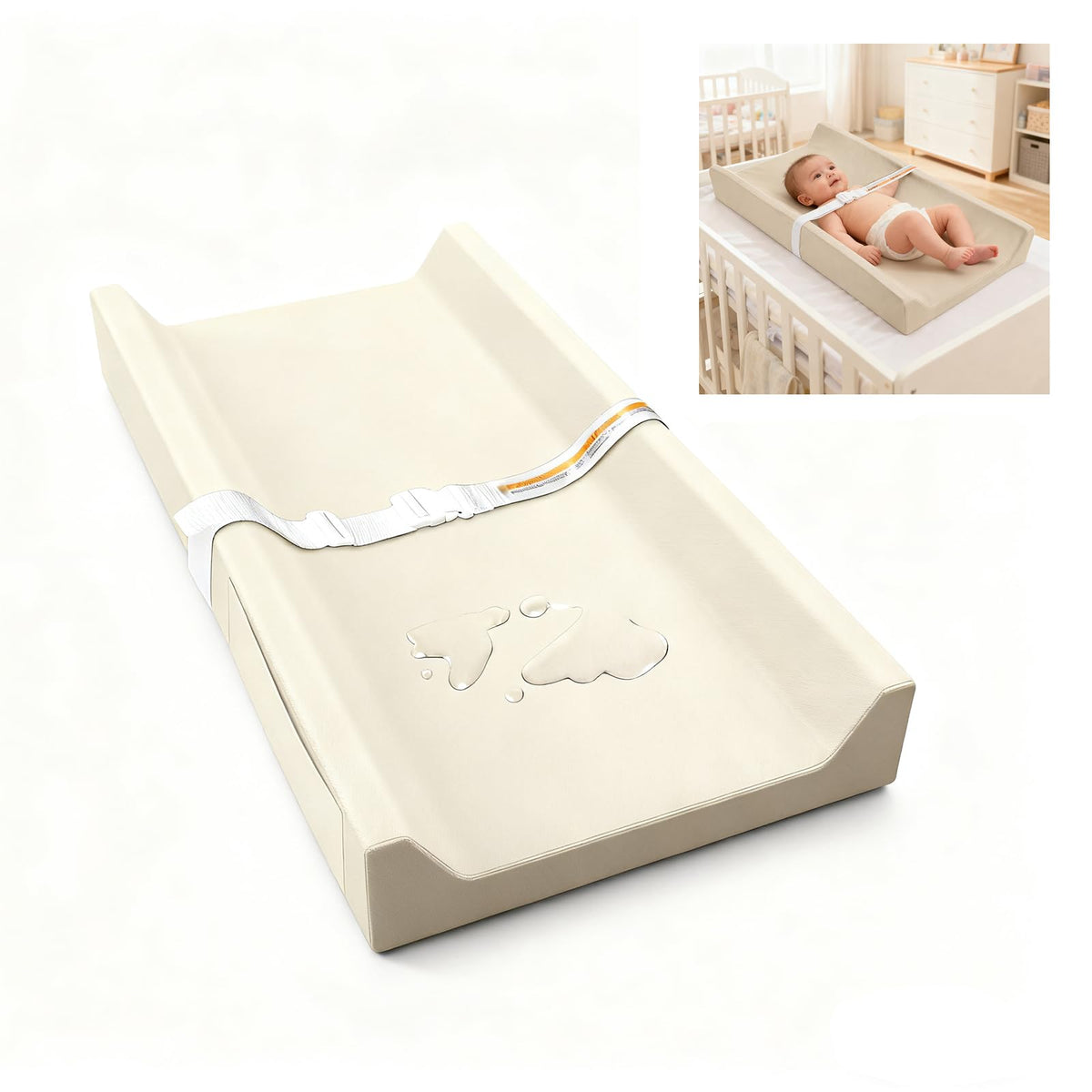 Vicorise baby changing pad leather with anti-slip base keeps baby secure during changes