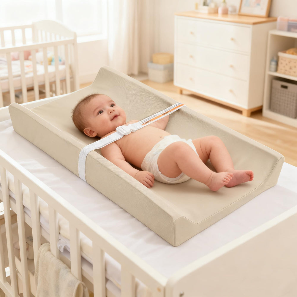 Vicorise neutral apricot changing pad as a stylish nursery gift
