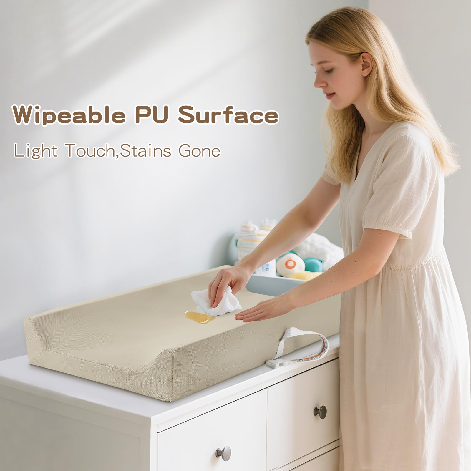 Vicorise changing pad with waterproof PU surface for quick cleanup after diaper changes