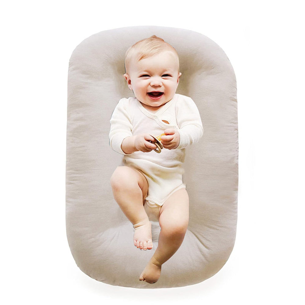Vicorise baby lounger cover apricot highlights breathable cotton for newborn comfort.