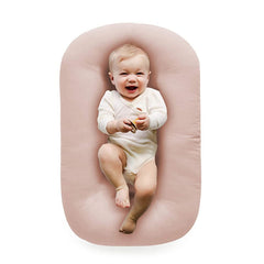Vicorise baby lounger pink cover offers soft cotton surface for newborn comfort.