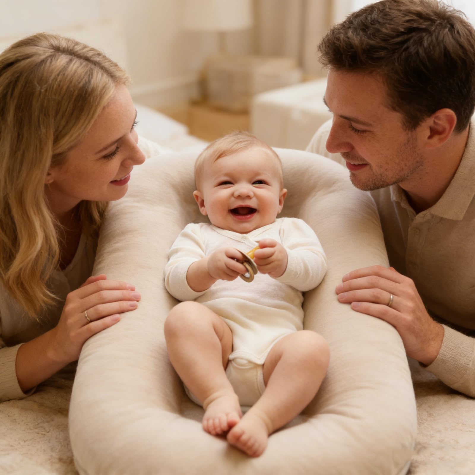 Vicorise baby lounger diaper-change friendly surface facilitates quick outfit changes.