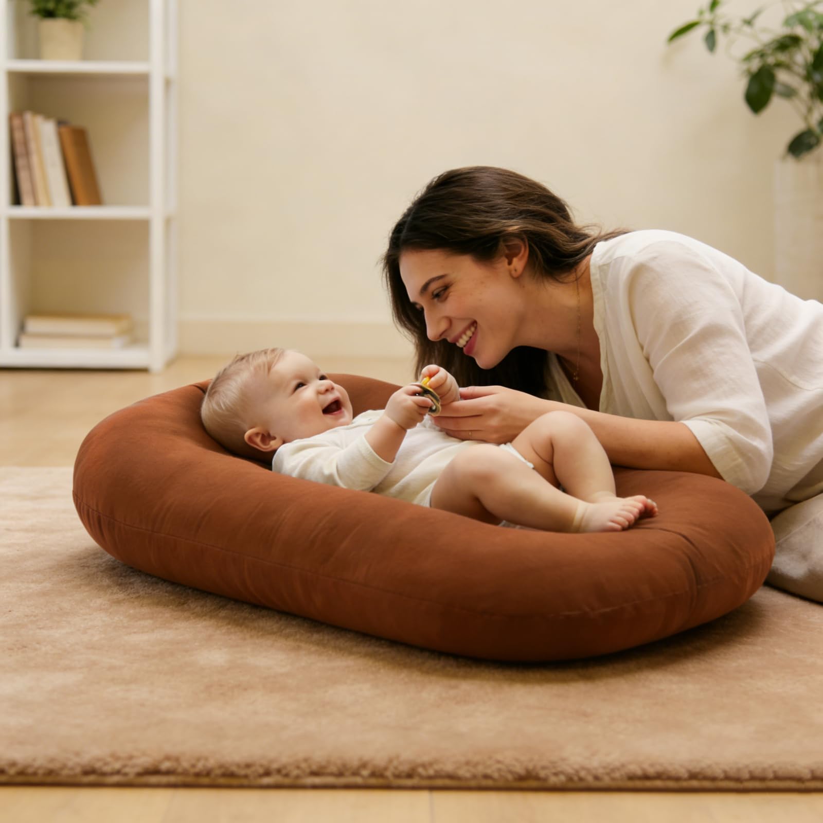 Vicorise baby lounger diaper changes on a soft, safe surface