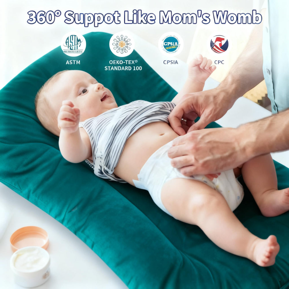 Vicorise baby lounger extended space demonstrates roomier design for growing infants.