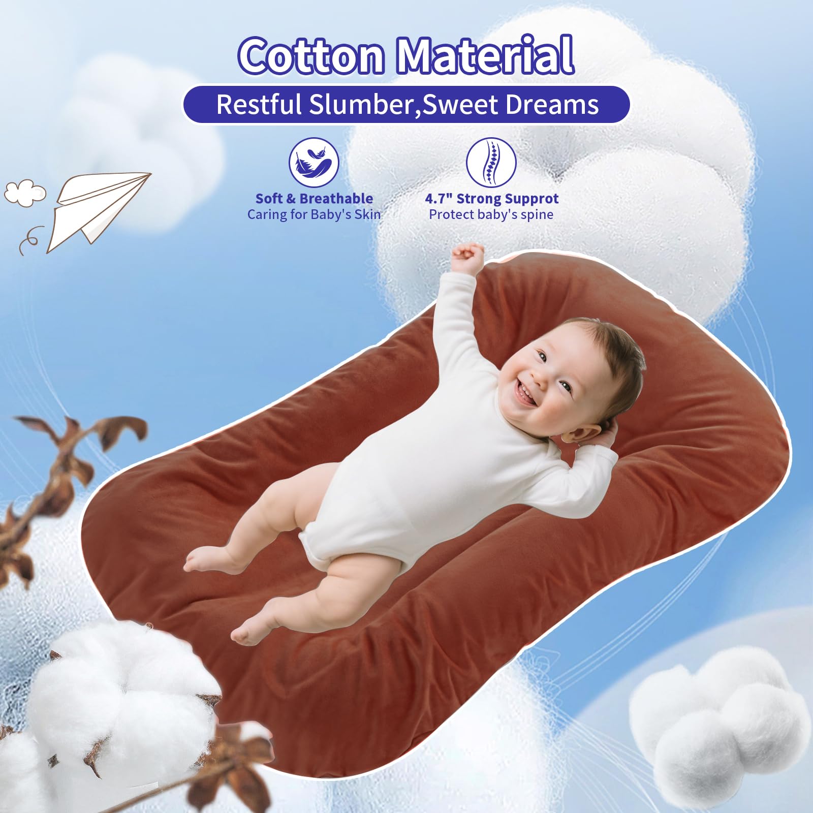Vicorise baby lounger multi-use design supports lying, changing, and soothing