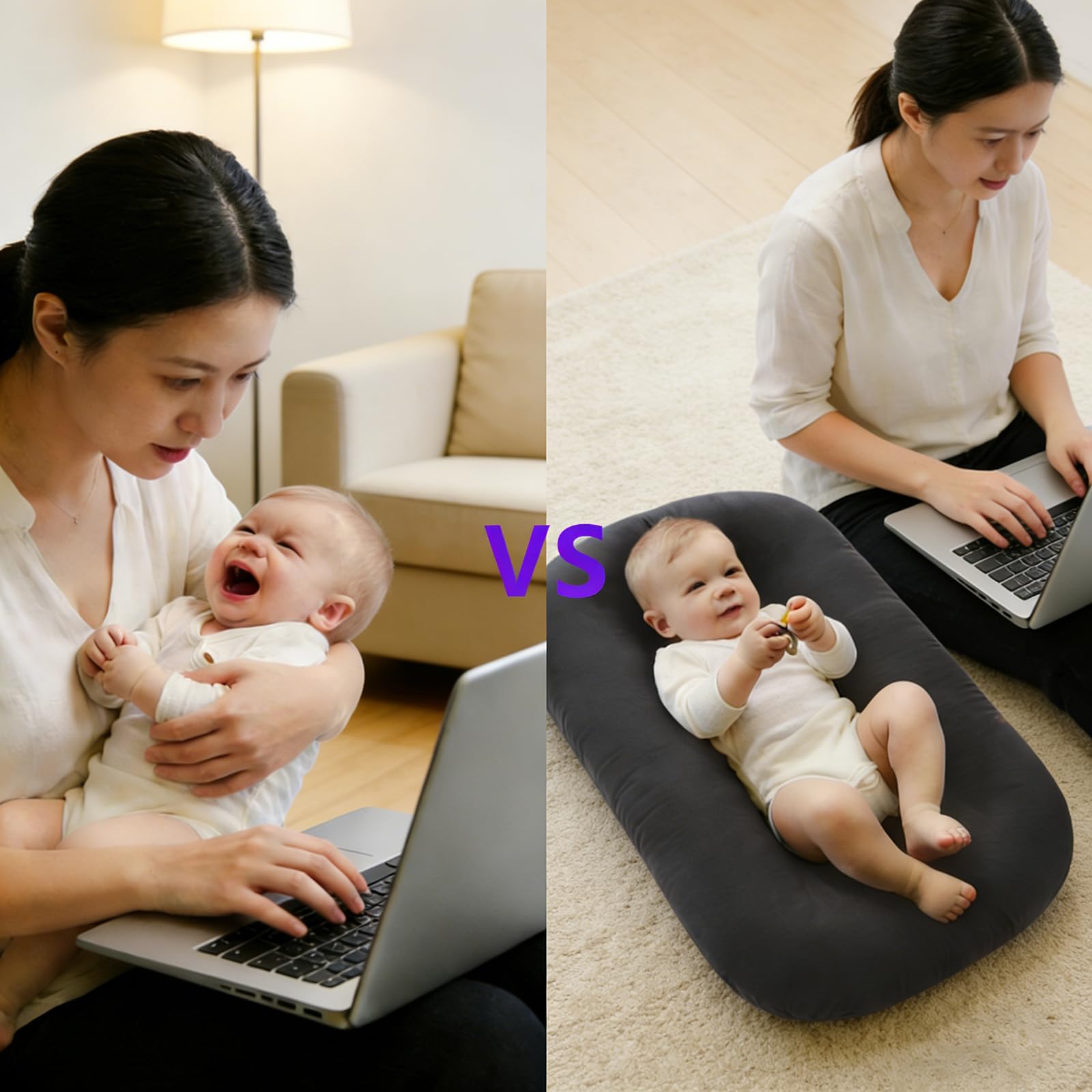 Vicorise Baby Lounger multifunction use for lounging, diaper changes, and playtime