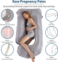 Victostar full-body pregnancy pillow supports back and hips for better posture.