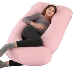 Victostar U-shaped pregnancy pillow cradling back and hips for comfort.
