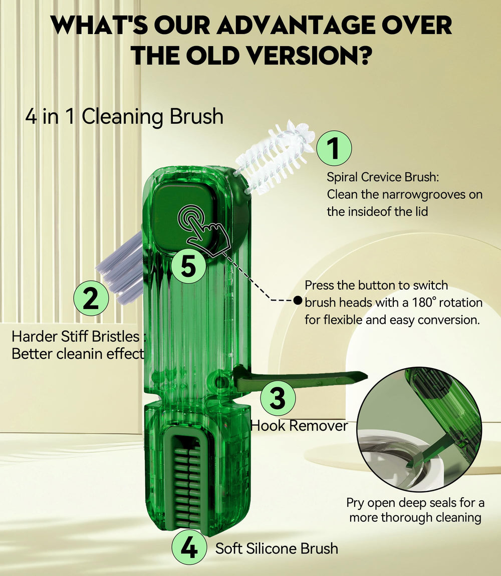 Vidonio stranded slit brush cleans delicate rims and tight corners.