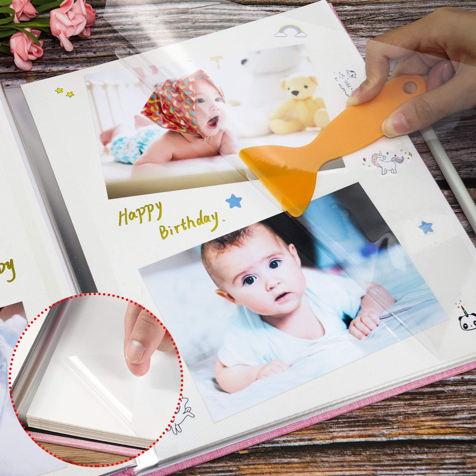 Vienrose 40-page magnetic scrapbook holds up to 180 4x6 photos.