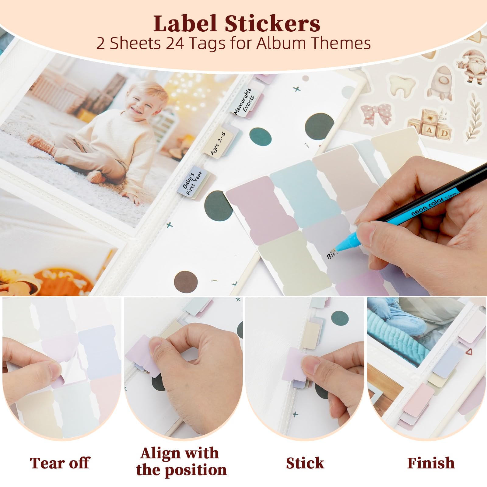 Vienrose Baby Photo Album acid-free pockets protect memories from dust and fading