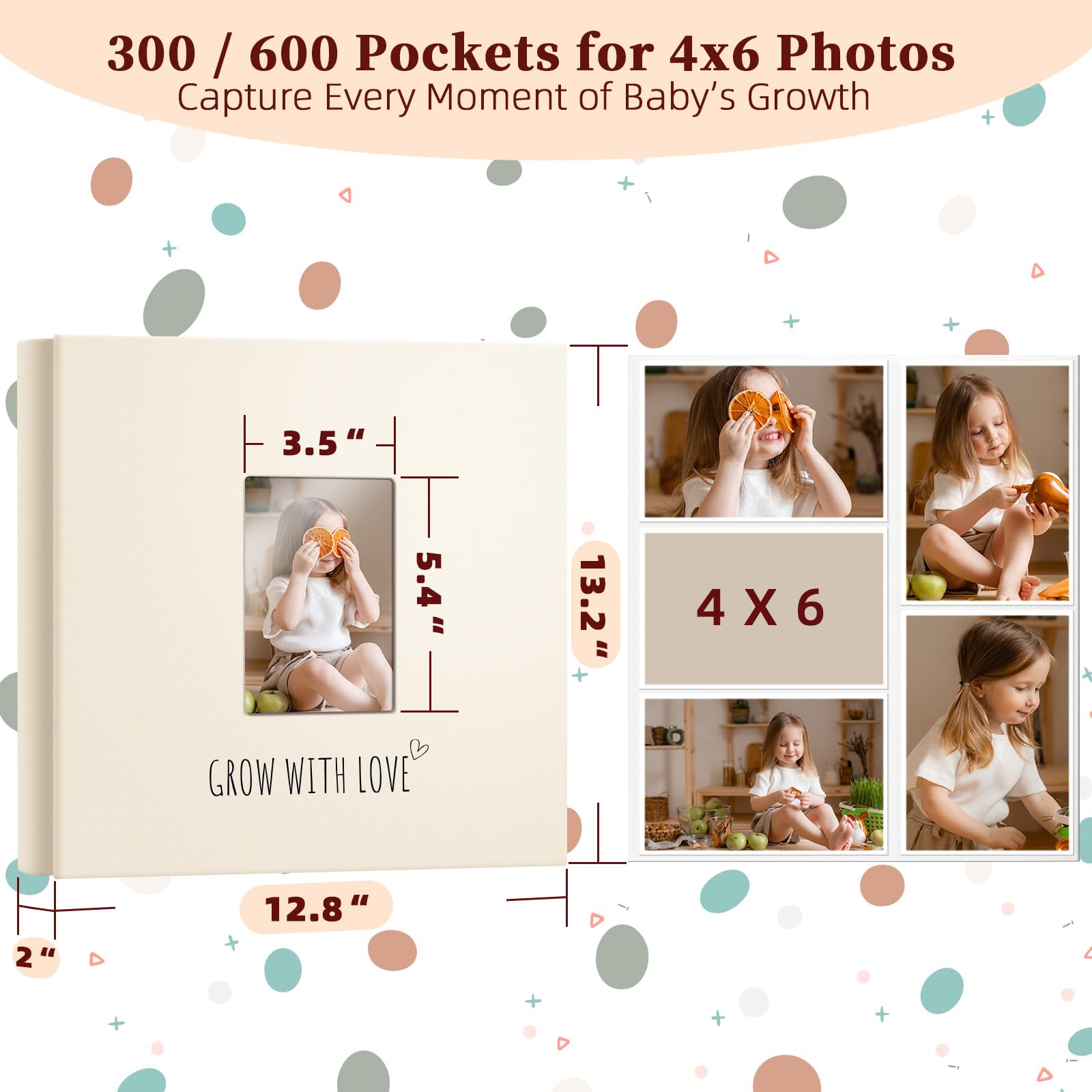 Vienrose Baby Photo Album capacity up to 600 photos in 4x6 format