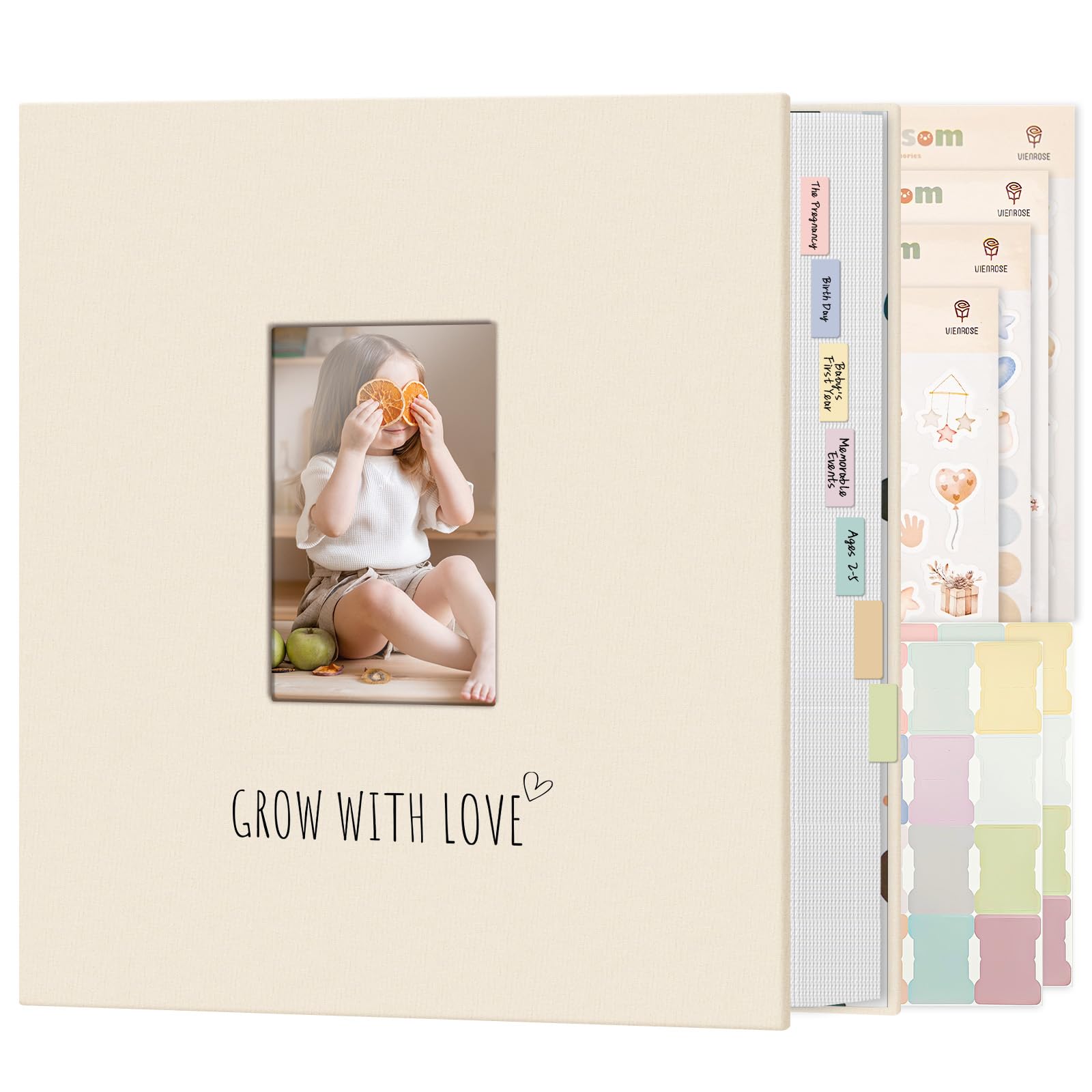 Vienrose Baby Photo Album cover window for a personalized front image
