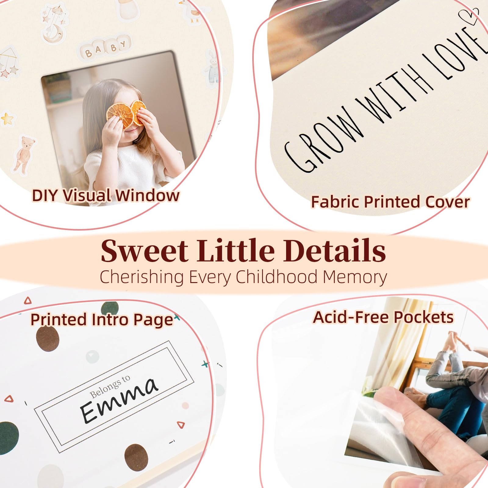 Vienrose Baby Photo Album linen cover offers premium feel and durability