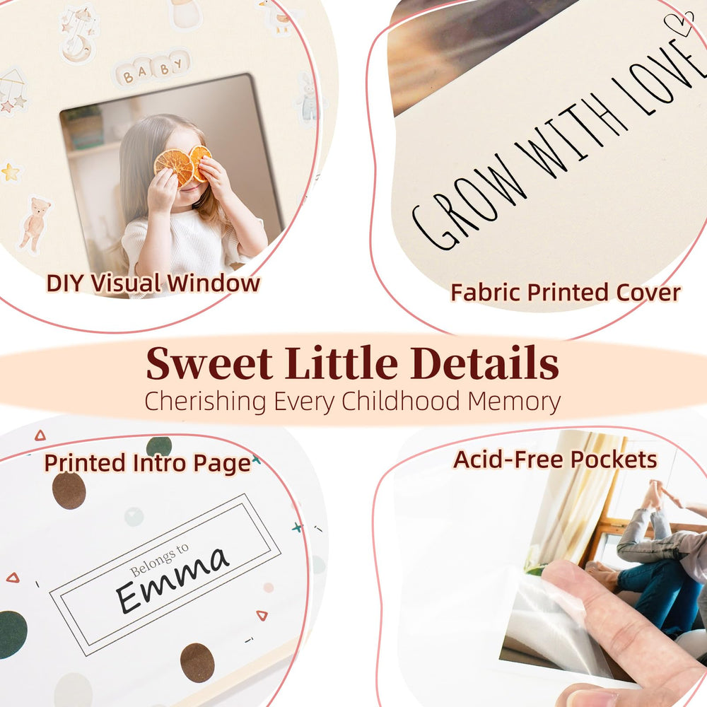 Vienrose Baby Photo Album linen cover offers premium feel and durability