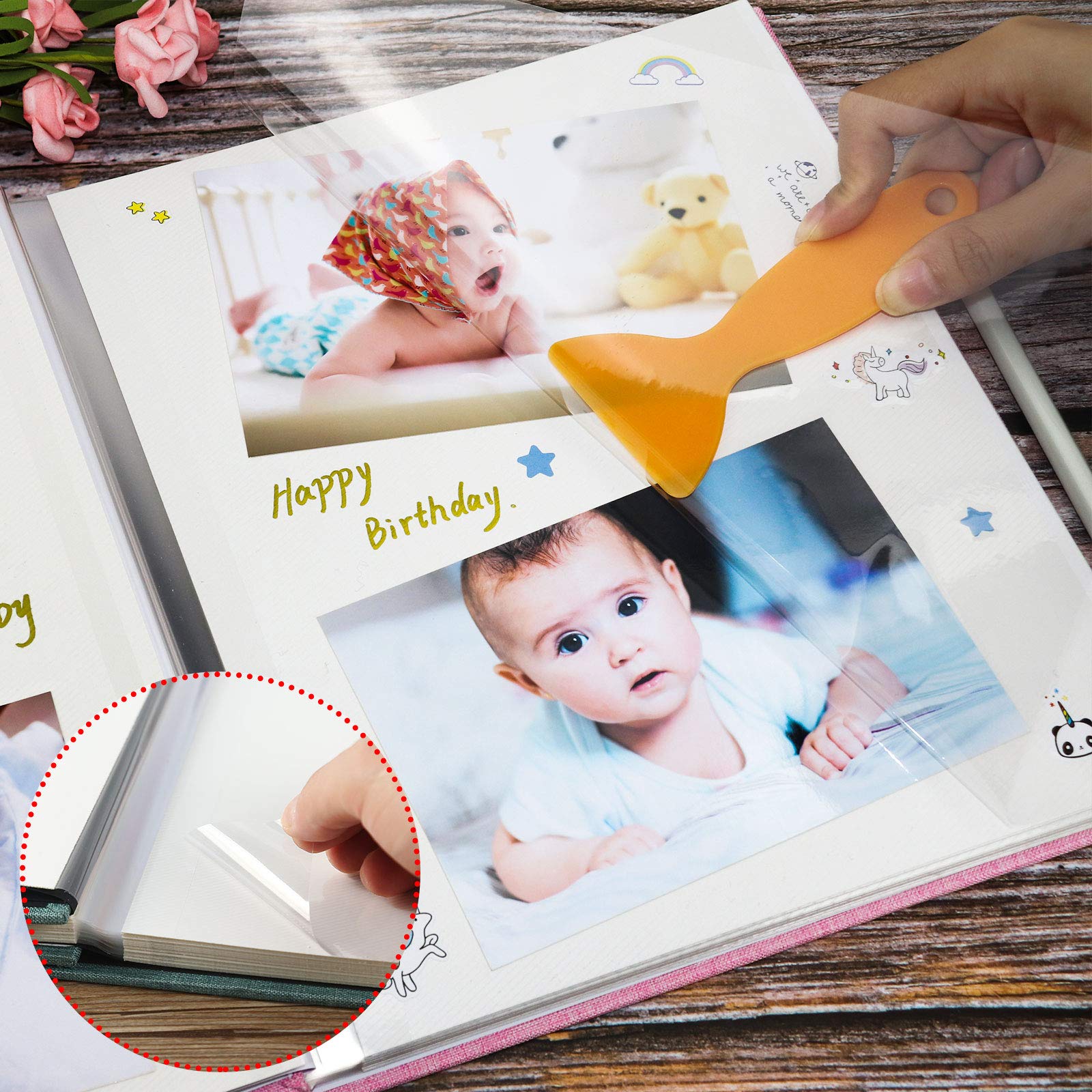 Vienrose metal pen included for dating and notes beside photos.